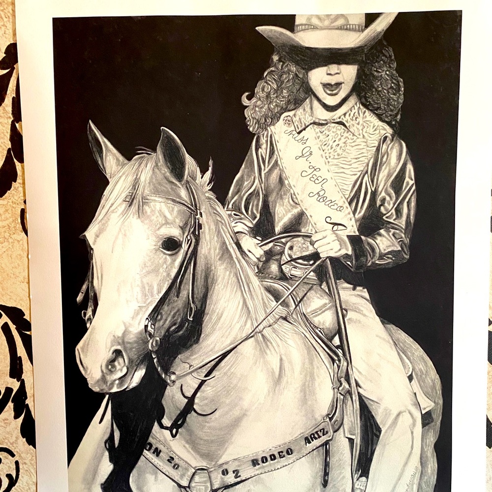 Charcoal Drawing: Jr Teen Rodeo Queen